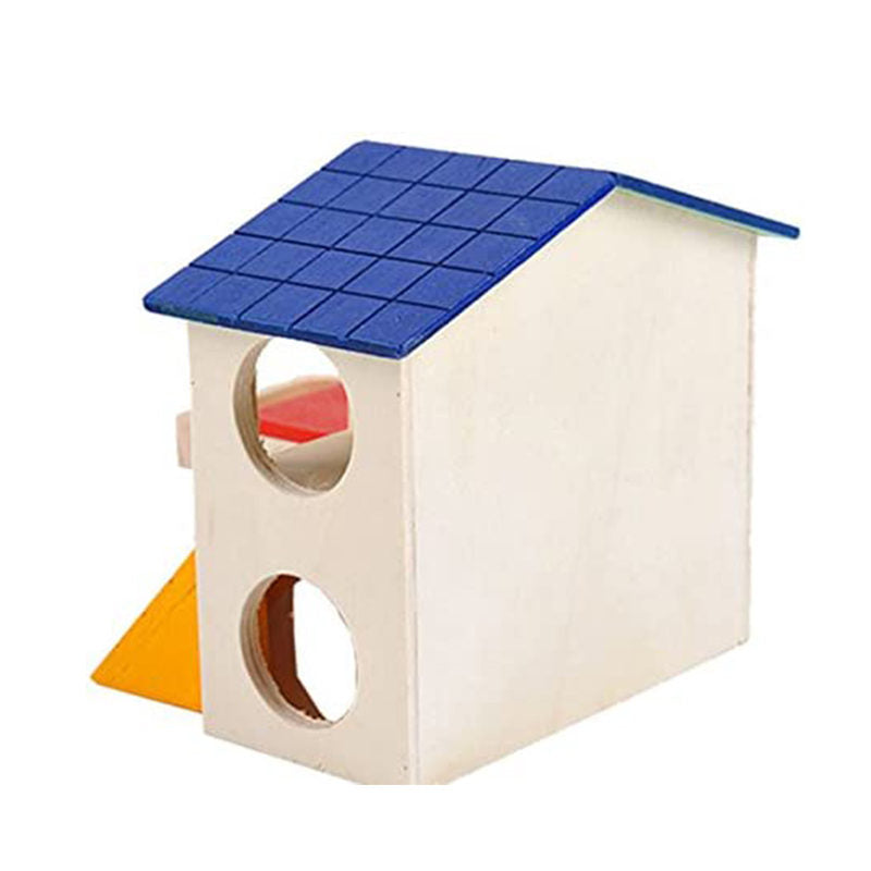 Pet Small Animal Hideout Hamster House Deluxe Two Layers Wooden Hut Play Toys