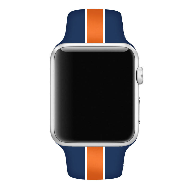Soft Silicone Watch Bands Pattern Printed Band for iWatch Series6/5/4/3/2/1/SE-BlueOrange
