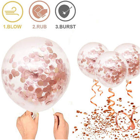 60 PACK Rose Gold Balloons + Confetti Balloons Rosegold Balloons for Parties Baby Shower Graduation Engagement Wedding