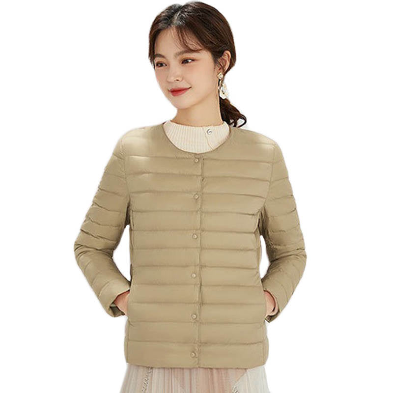 Womens Down Jacket Packable Lightweight Two Wear Waterproof Coat-Camel