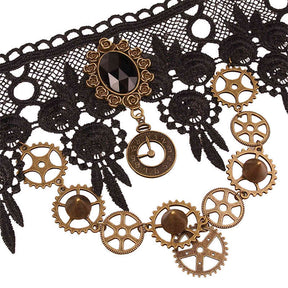 Women Steampunk Gear Collar Choker Necklace Party Accessories