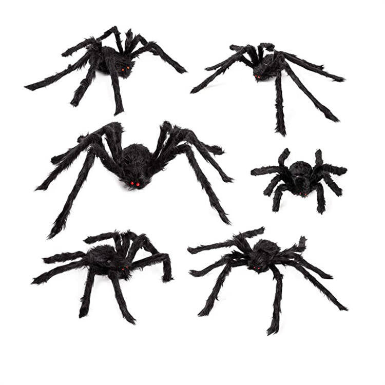 Halloween Realistic Hairy Spiders Set 6 Pack Scary Spiders with Different Sizes for Indoor and Outdoor Decorations