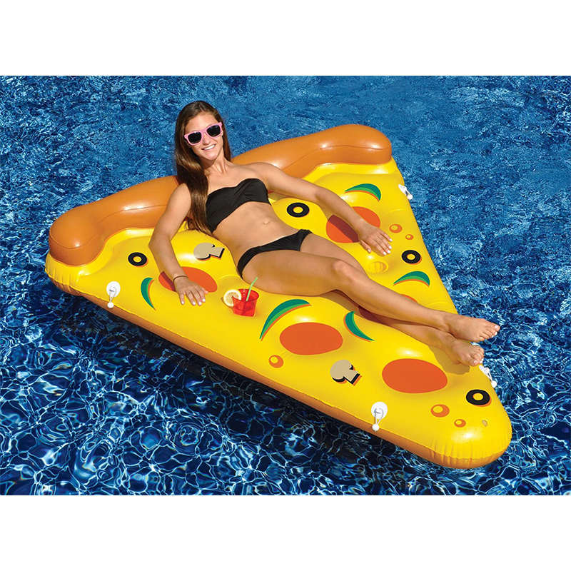 Giant Inflatable Pizza Pool Float Raft with Portable Hand Pump Fun Outdoor Swimming Accessories