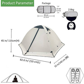 Camping Tent Waterproof Ultralight Backpacking Double Layer Tent Easy Set Up-White