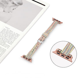 Slim Canvas Watch Band With Positioning Beads For Apple Watch SE/6/5/4/3/2/1(Colorful)