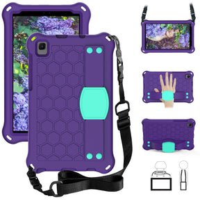 Hive Tablet Case For SamSung Tab A7 Lite 8.7(T220/T225) 2021/Tab A8 (P200/P225) 2019 Durable Stand Cover With Shoulder Strap-PurpleAqua
