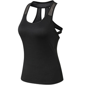 Workout Tank Tops Sleeveless Yoga Vest Sport Fitness Quick Drying Tight Stretch Top 92101-Black