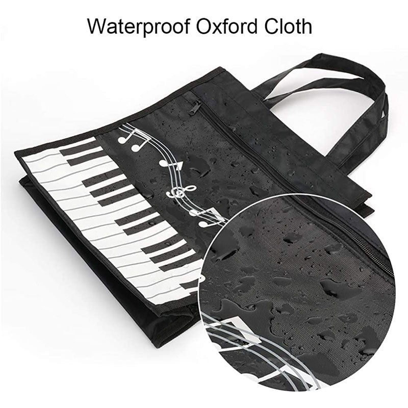 Piano Keys Music Waterproof Oxford Cloth Handbag Shoulder Shopping Bag-Black