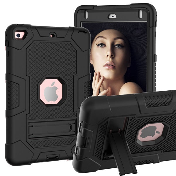 B3 Robot iPad Case Silicone Shockproof Protective Stand Cover For 7.9inch iPad Mini 4/5-Black&Black