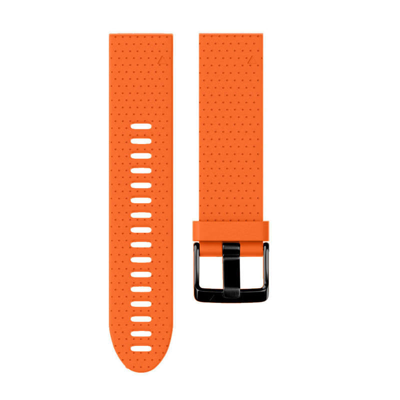 Watch Band For Garmin Fenix  Fenix 5S/ 5S Plus/6S/ 6S Pro Soft Silicone 20mm Replacement Strap Black Steel Buckle-Orange