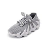 Kids Sneakers Knitted Breathable Cross Trainer Shoes-Grey