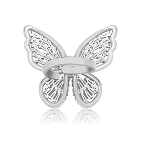 Cubic Zirconia Sparkling Butterfly Knuckle Ring-White