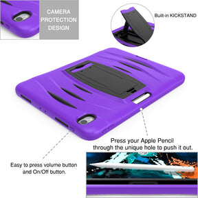 Shock Wave Kickstand Case Anti-Fall Protection With Pencil Holder For iPad Pro12.9 (2018)-Purple