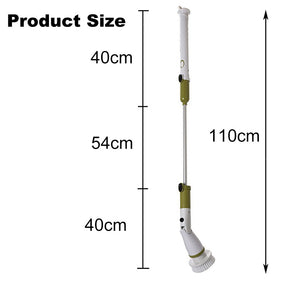 Electric Spin Scrubber Cleaning Brush with Long Handle 4 Replaceable Brush Heads for Home-Green