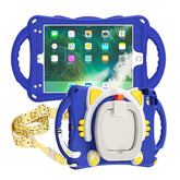 CatB Silicone Case For iPad Mini 5 4 3 2 1 Shockproof Shoulder Strap Handle Stand-Dark Blue