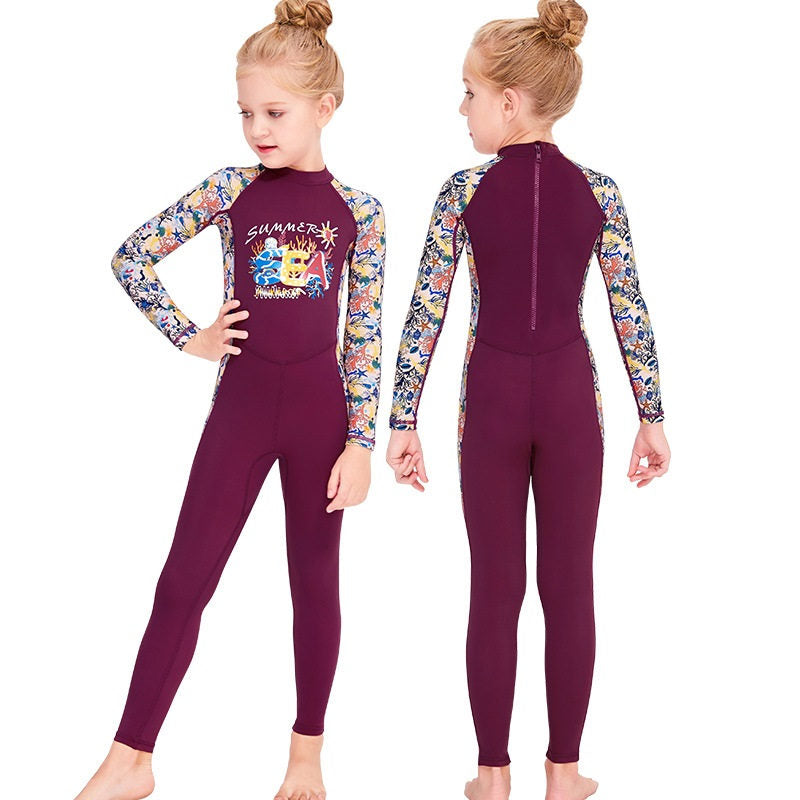 Adore Girls Sun Protection One piece Long Sleeve Quick drying Swimsuit Rash Guard M150113K Purple