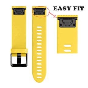 Watch Band For Garmin Fenix  Fenix 5S/ 5S Plus/6S/ 6S Pro Soft Silicone 20mm Replacement Strap Black Steel Buckle-Yellow