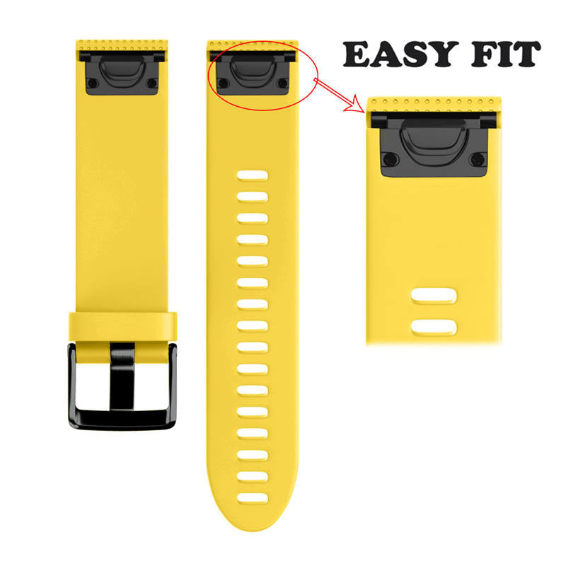 Watch Band For Garmin Fenix  Fenix 5S/ 5S Plus/6S/ 6S Pro Soft Silicone 20mm Replacement Strap Black Steel Buckle-Yellow