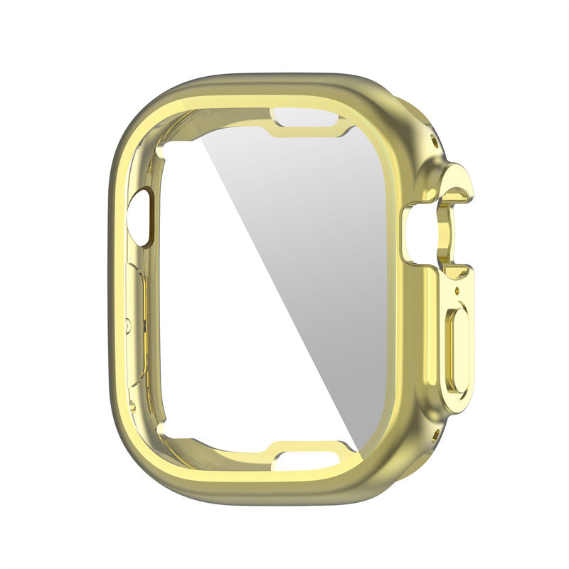 TPU Anti-Scratch Protective Case with Screen Protector for Apple Watch Ultra 49mm-Golden