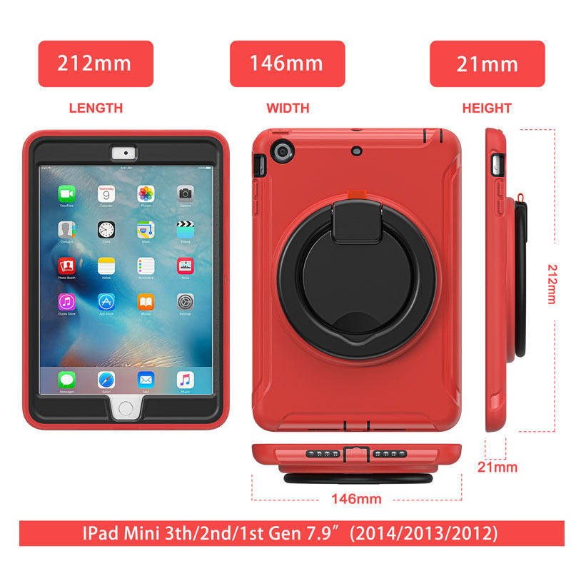 CowKing iPad Case For iPad Mini 1 2 3 With Handle Grip-Red Black