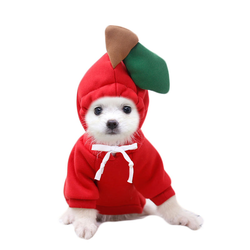 Pet Clothes Red Apple Pattern Design Hoodie Sweatshirts 3D Cute Costume