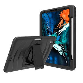 Shock Wave Kickstand Case Anti-Fall Protection With Pencil Holder For iPad Pro12.9 (2018)-Black