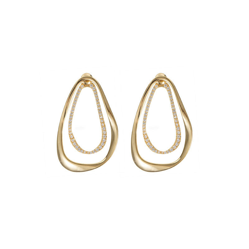 Double Hoop Curved Statement Earrings for Women