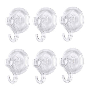 6 Pcs Bathroom Clear Suction Hooks Reusable Vacuum Suction Cup Hook Multi-Use for Home