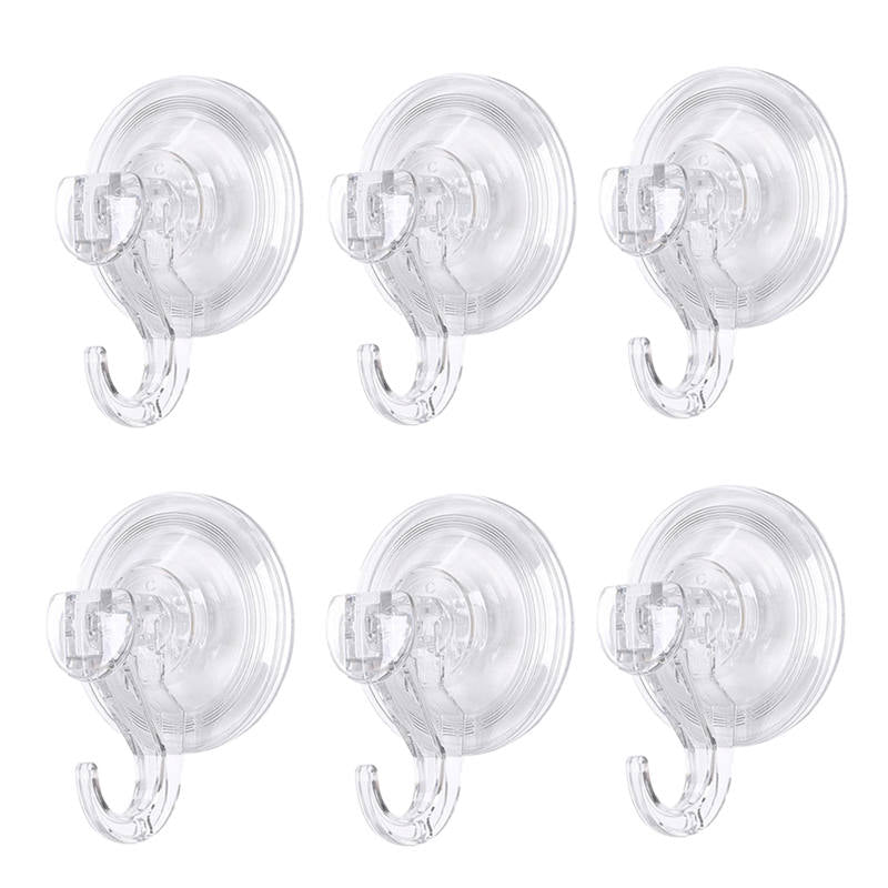 6 Pcs Bathroom Clear Suction Hooks Reusable Vacuum Suction Cup Hook Multi-Use for Home