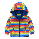 Toddler Boys Girls Cartoon Print Zip Jacket Hooded Trench Kids Casual Coats-7