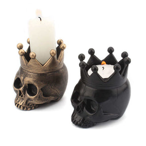 2Pcs Resin Skeleton Candle Holder for Party Halloween Decor