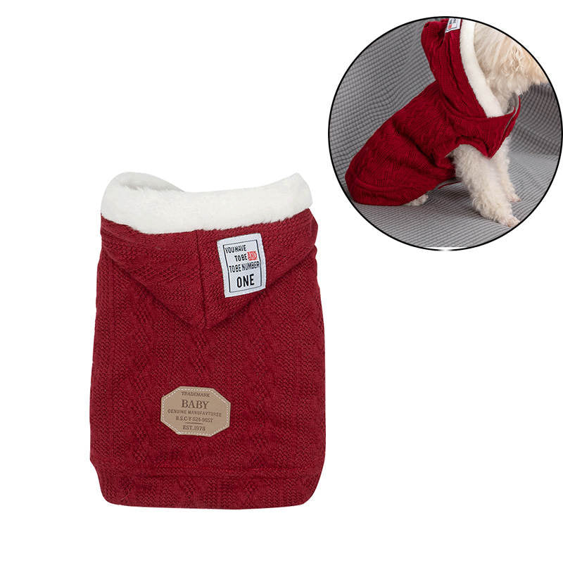 Cat Sweater with Hats Dog Hoodies Puppy Winter Coat Cold Weather Clothes-Red