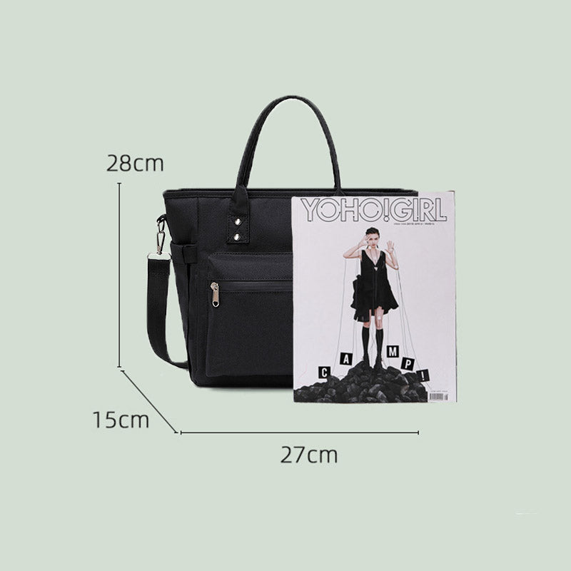 Casual Crossbody Bento Lunch Bag Insulated Multiple Pockets Tote Bag-Black