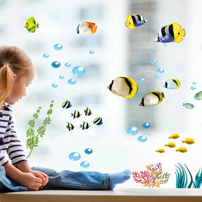 Removable Creative DIY 3D The World Under Sea Dolphin Seagrass Coral Home Art Wall Stickers for Kids Room