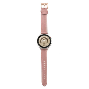 Genuine Leather Watchband Groove for Galaxy Watch 42mm/Samsung Gear S3-DarkPink