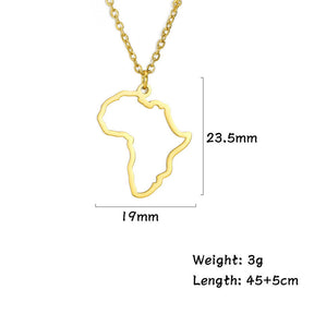 Minimalist Africa Map Pendant Necklace for Women-Gold