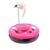 Interactive Cat Toy Scratching Spring Mouse Turntable with  Exercise Bell Balls-Rose red