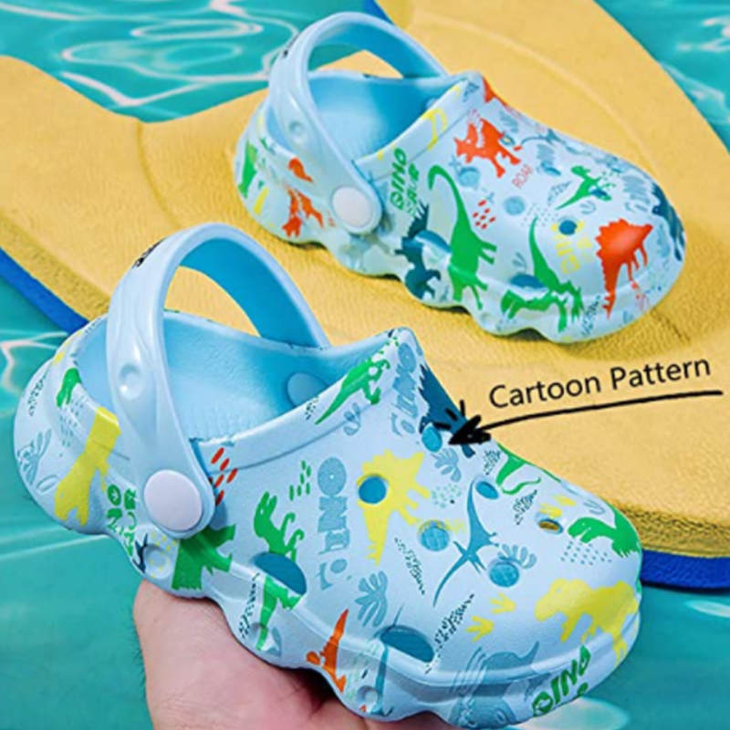 Kids Cute Cartoon Hole Shoes Little Dinosaur Beach Pool Slippers Boys and Girls-SkyBlue