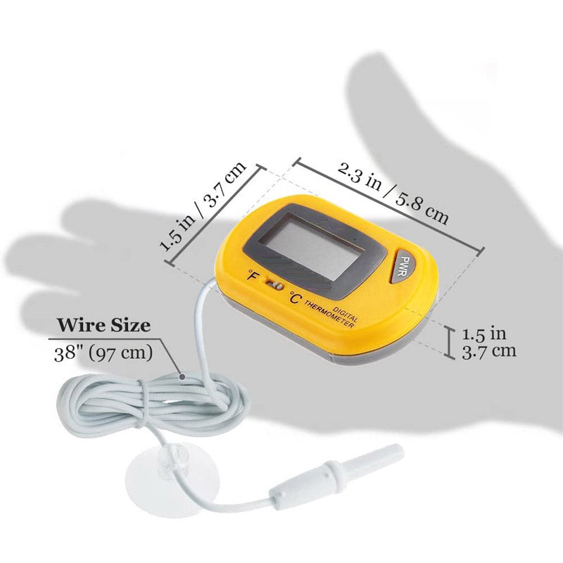 Reptile Digital Thermometer Easy to Read Display-Yellow