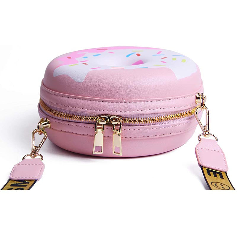 Womens Doughnut Crossbody Purse PU Shoulder Bag-Pink