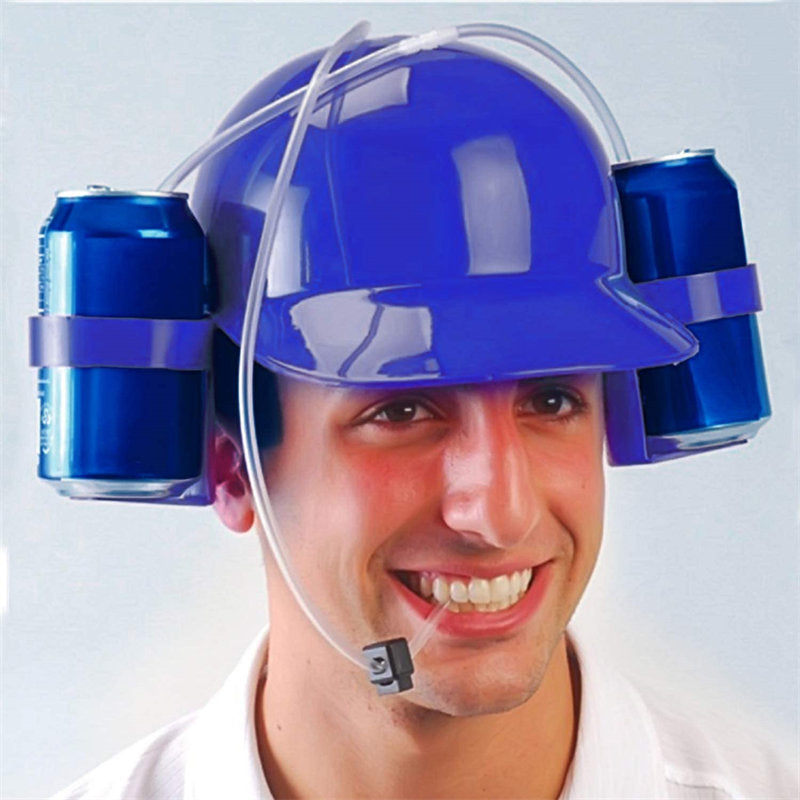 2 Packs Beer Helmet Drinking Hat The Beer Hat Drinking Holder or Soda Drink Hat Party Fun Beverage Gadgets-Blue