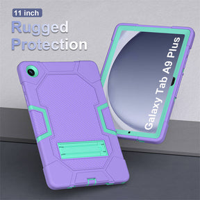 Silicone Tablet Case with Stand for Samsung Galaxy Tab A9 Plus 2023-PurpleGreen