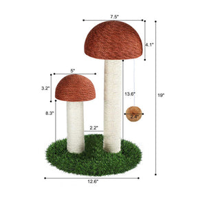 Cat Scratching Post Mushroom Durable Sisal Board with Dangling Ball-Coffee