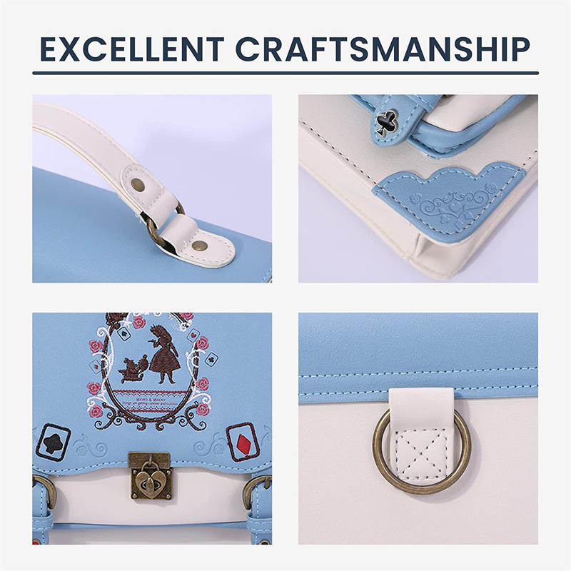 Women Vintage Messenger Bag Lolita Cute Handbags for Girls-Blue